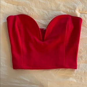 cropped tube top with zip closure